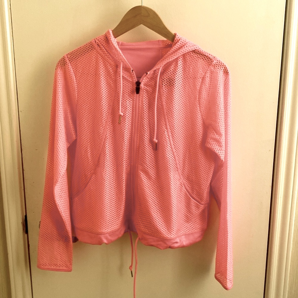 Pink Mesh Zip-up Hoodie